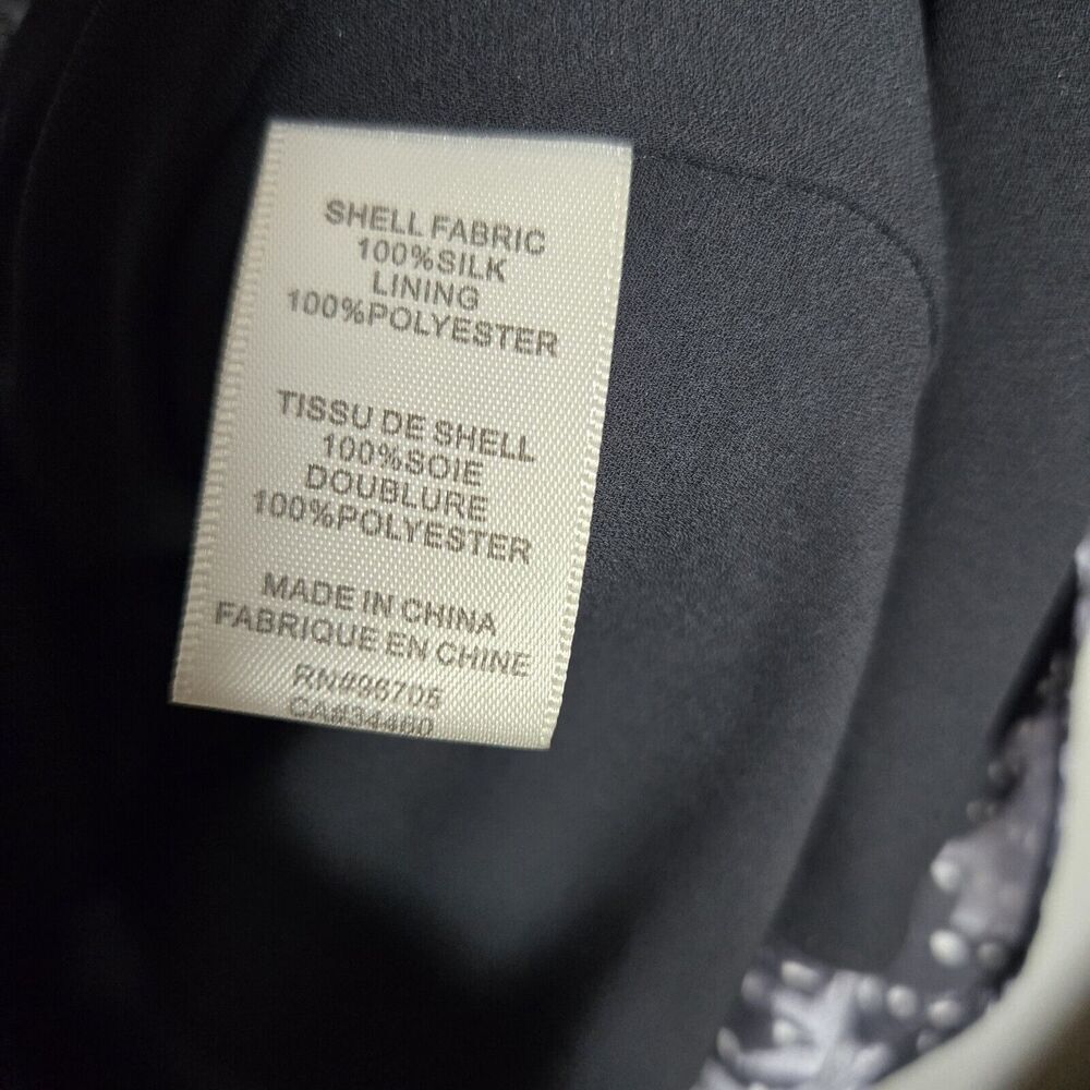 Rebecca Taylor Summer Storm Silk Printed sheath Dress Sz 2 gray black open back - Picture 6 of 10